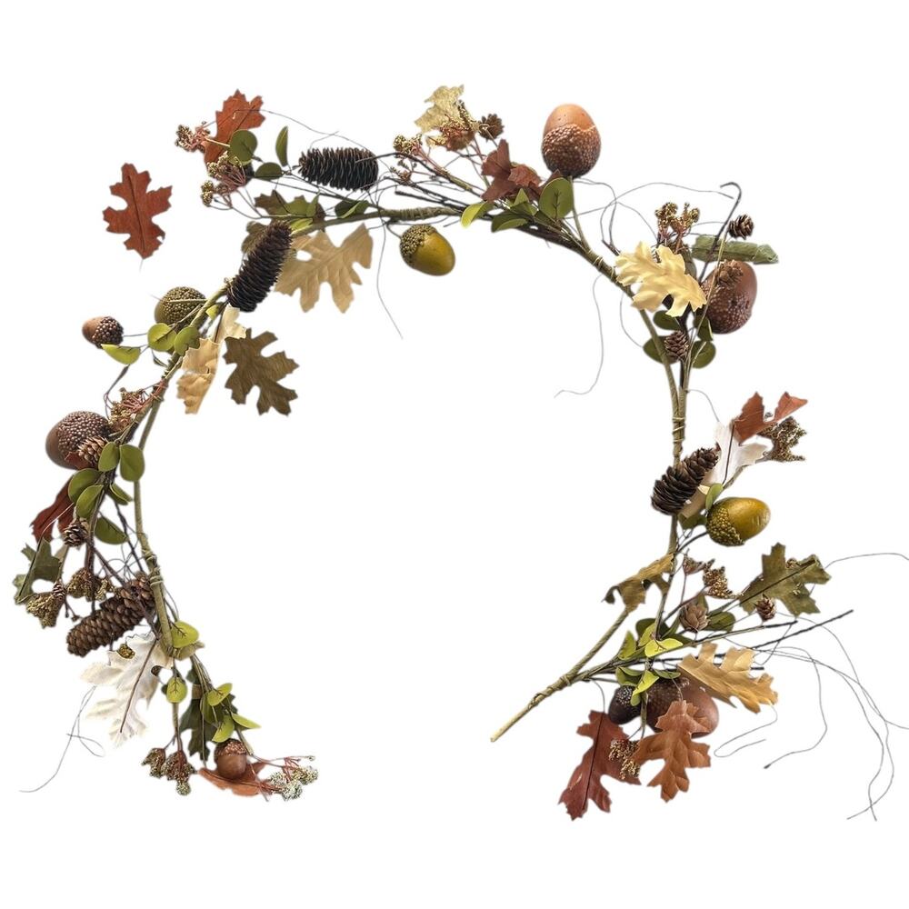 Fall Garland with Acorns & Pinecones Rustic Farmhouse Decor 60"